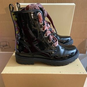 Tucker and Tate patent black boots